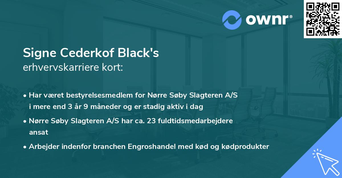 Signe Cederkof Black's erhvervskarriere kort