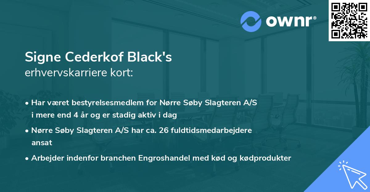 Signe Cederkof Black's erhvervskarriere kort