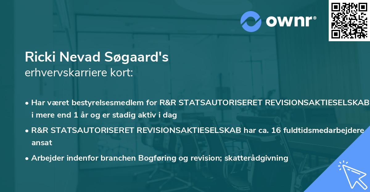 Ricki Nevad Søgaard's erhvervskarriere kort