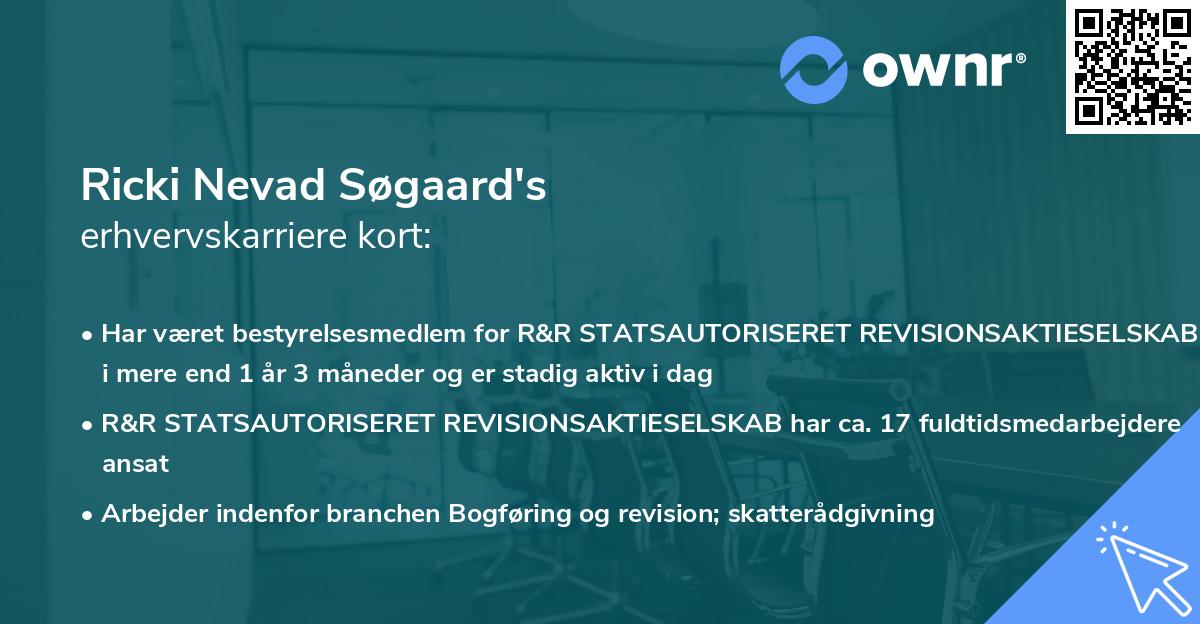 Ricki Nevad Søgaard's erhvervskarriere kort