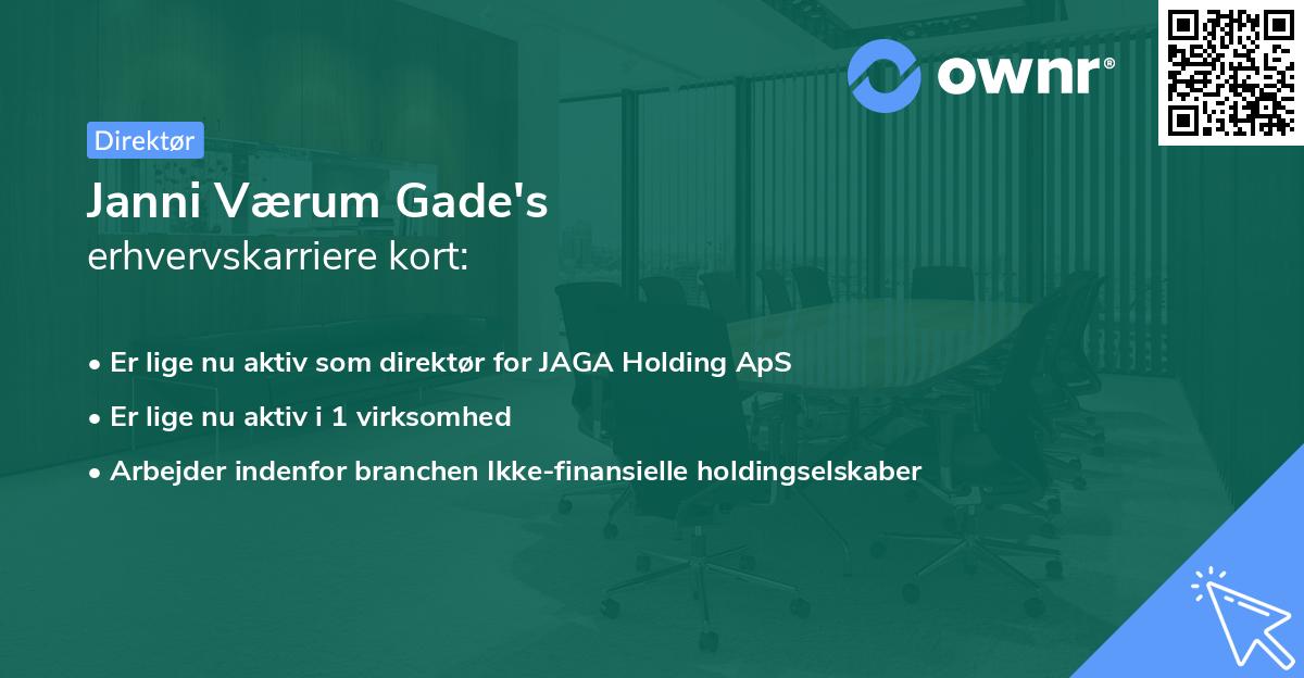 Janni Værum Gade's erhvervskarriere kort