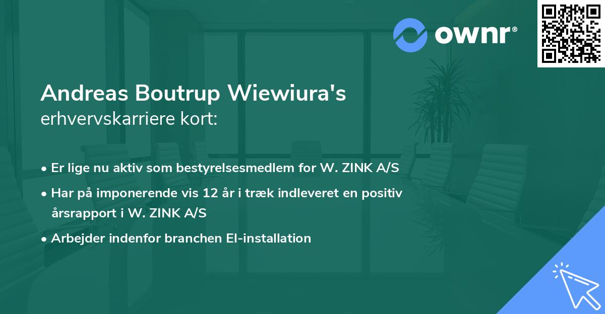 Andreas Boutrup Wiewiura's erhvervskarriere kort