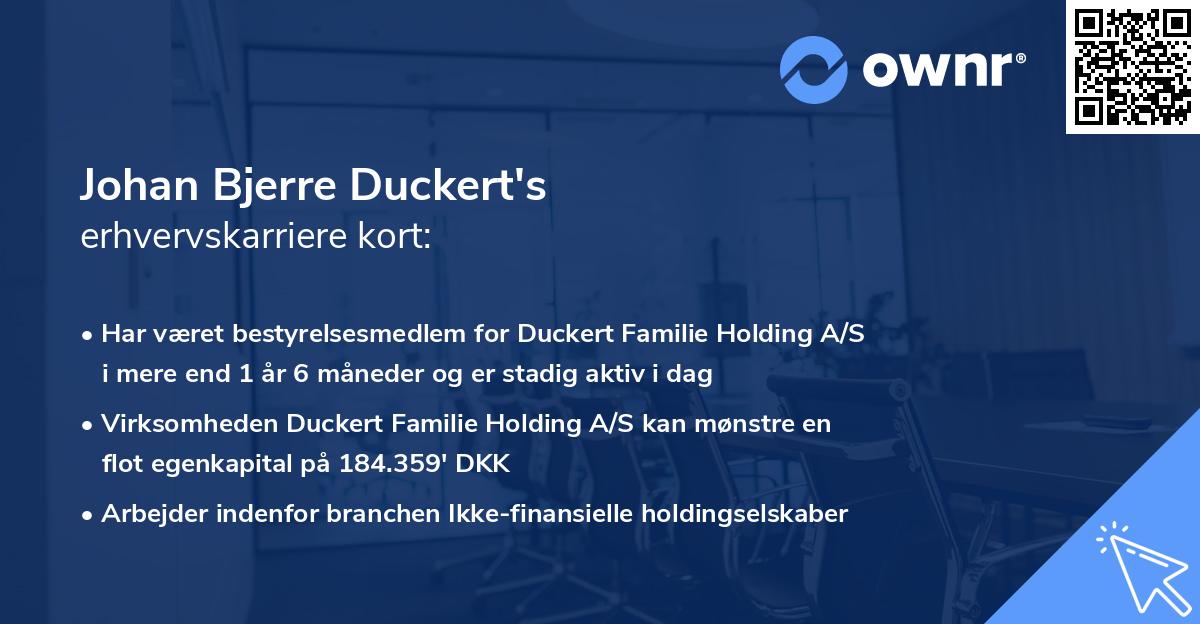 Johan Bjerre Duckert's erhvervskarriere kort