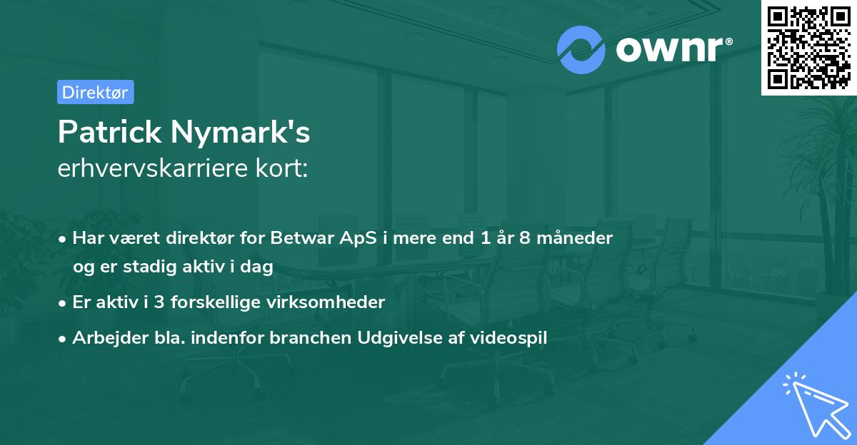 Patrick Nymark's erhvervskarriere kort