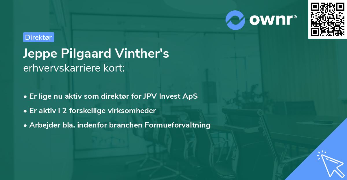 Jeppe Pilgaard Vinther's erhvervskarriere kort