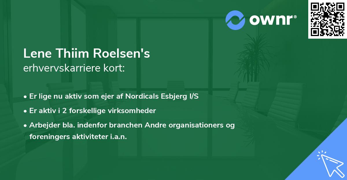 Lene Thiim Roelsen's erhvervskarriere kort