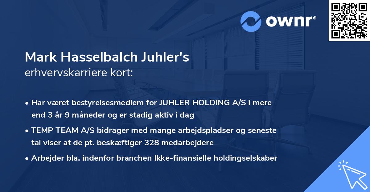 Mark Hasselbalch Juhler's erhvervskarriere kort