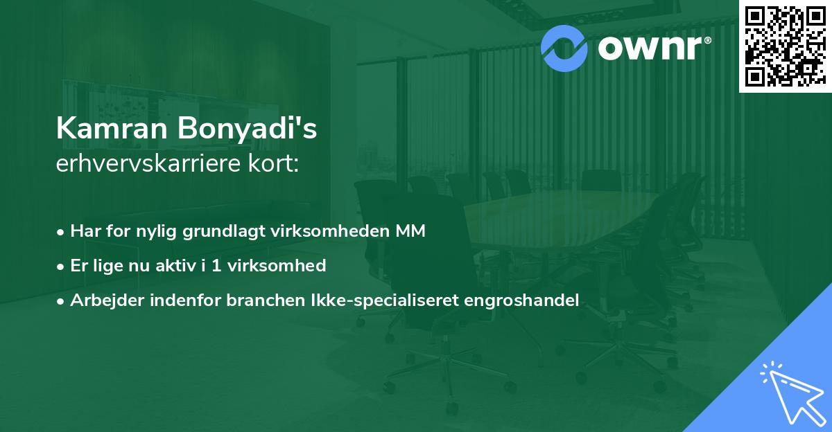 Kamran Bonyadi's erhvervskarriere kort