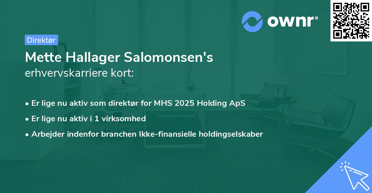 Mette Hallager Salomonsen's erhvervskarriere kort