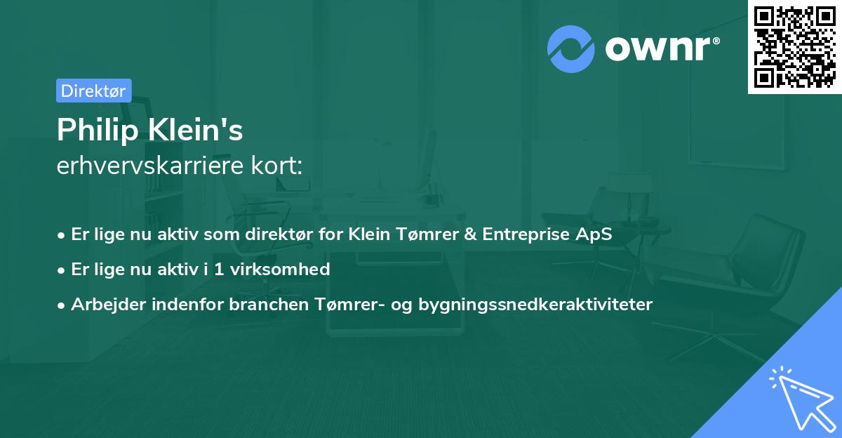 Philip Klein's erhvervskarriere kort