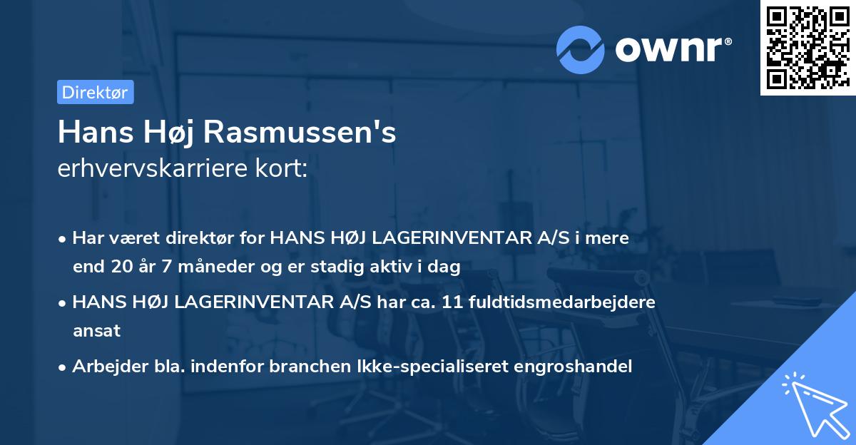 Hans Høj Rasmussen's erhvervskarriere kort