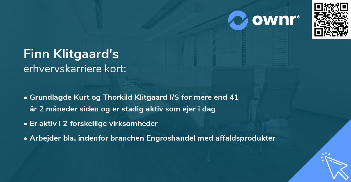 Finn Klitgaard's erhvervskarriere kort