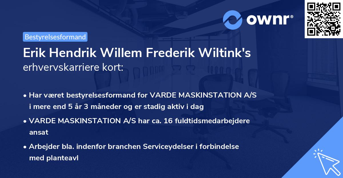 Erik Hendrik Willem Frederik Wiltink's erhvervskarriere kort