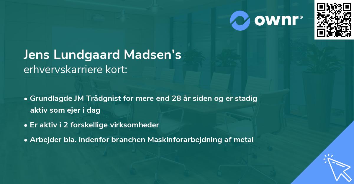 Jens Lundgaard Madsen's erhvervskarriere kort