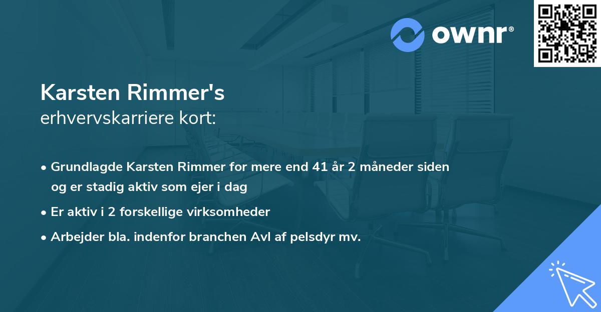 Karsten Rimmer's erhvervskarriere kort