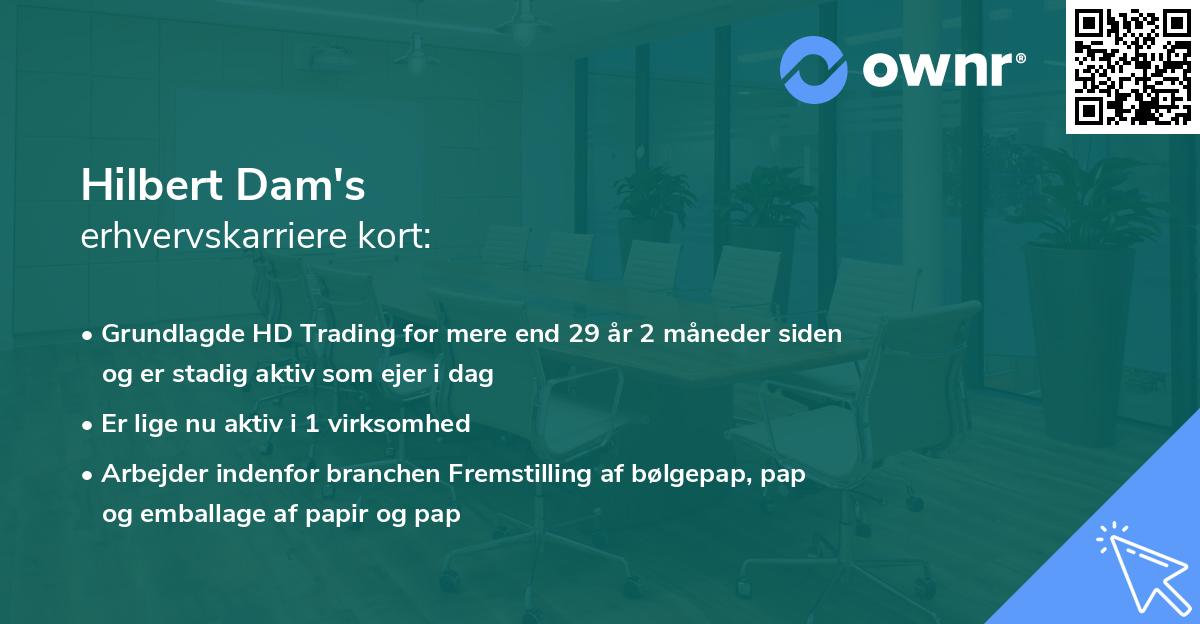 Hilbert Dam's erhvervskarriere kort
