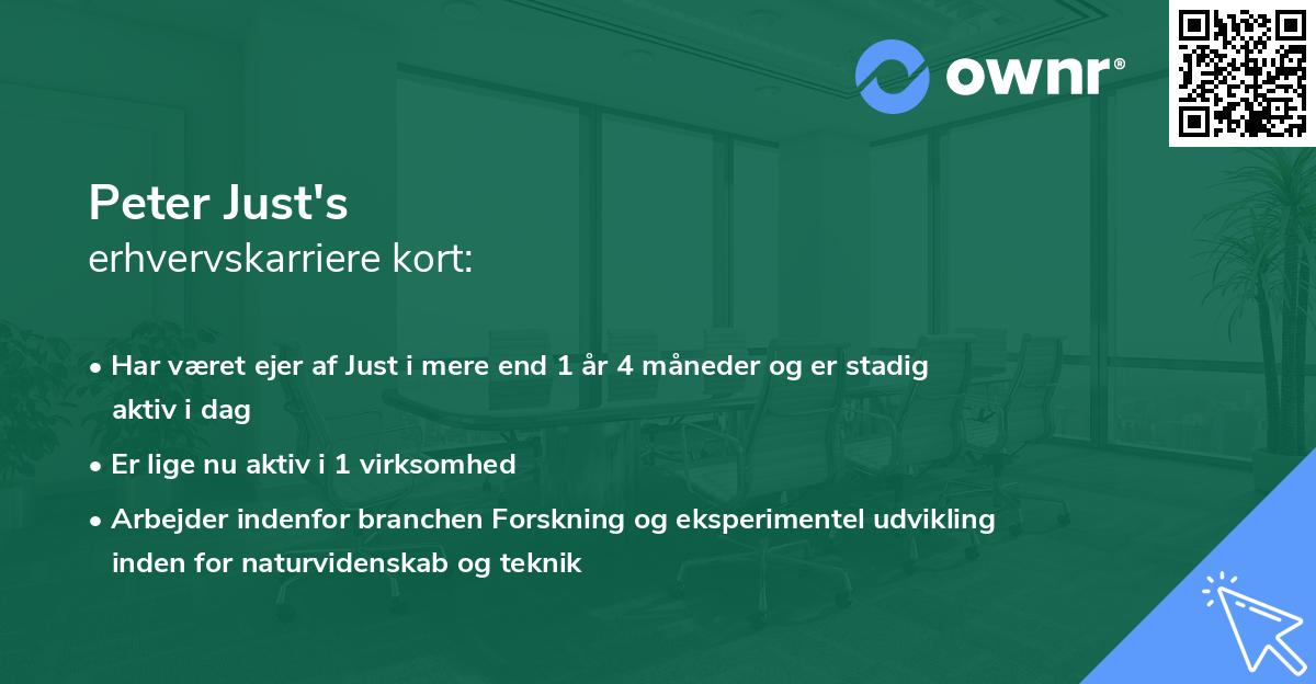 Peter Just's erhvervskarriere kort