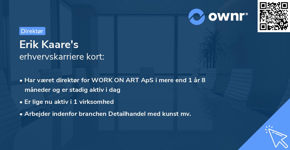 Erik Kaare's erhvervskarriere kort