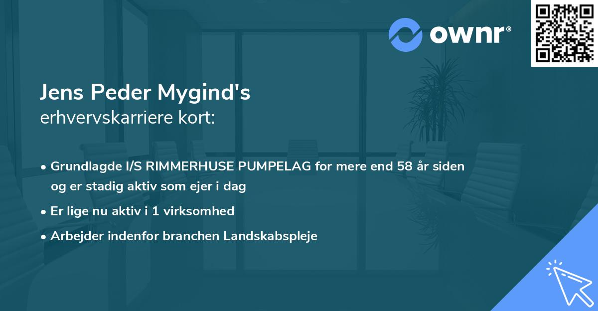 Jens Peder Mygind's erhvervskarriere kort