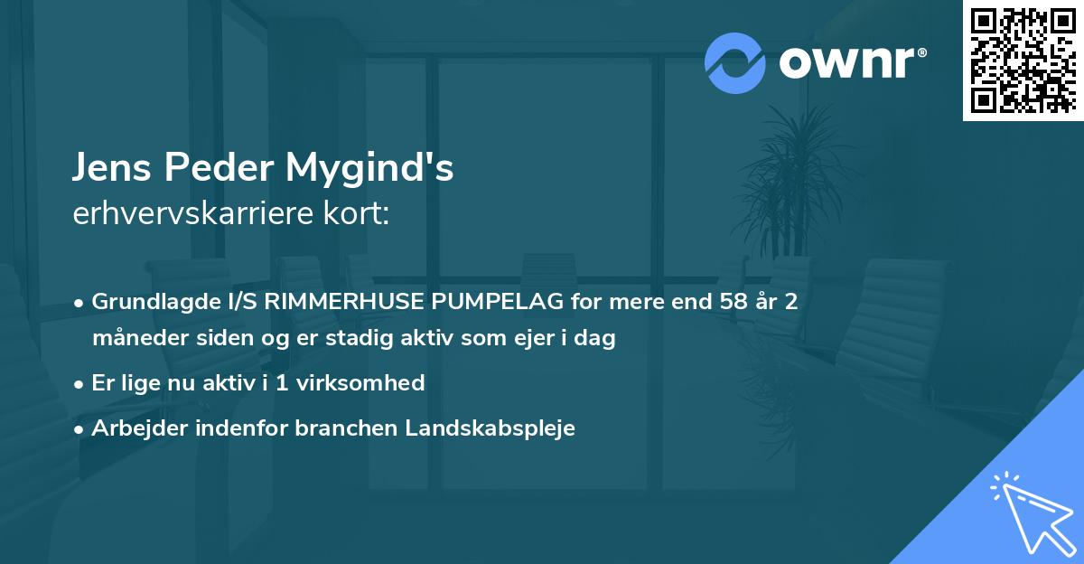Jens Peder Mygind's erhvervskarriere kort
