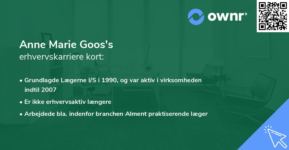 Anne Marie Goos's erhvervskarriere kort