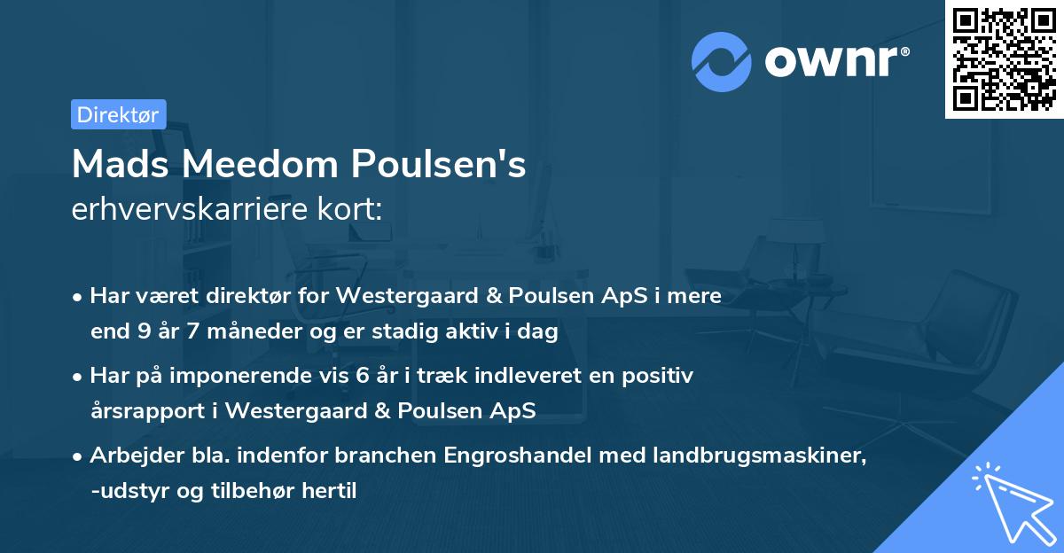 Mads Meedom Poulsen's erhvervskarriere kort