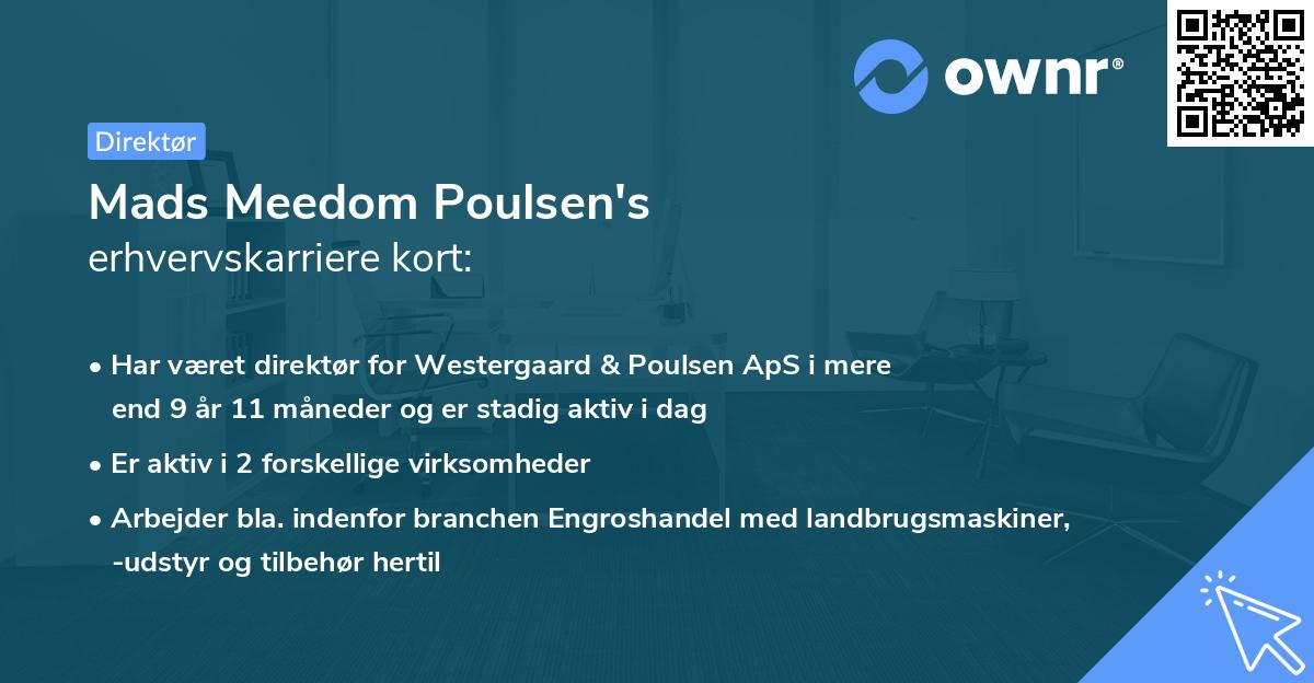 Mads Meedom Poulsen's erhvervskarriere kort