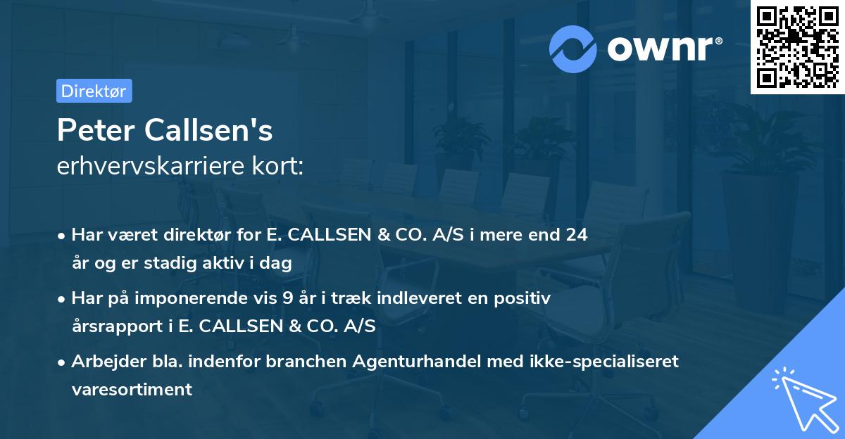 Peter Callsen's erhvervskarriere kort