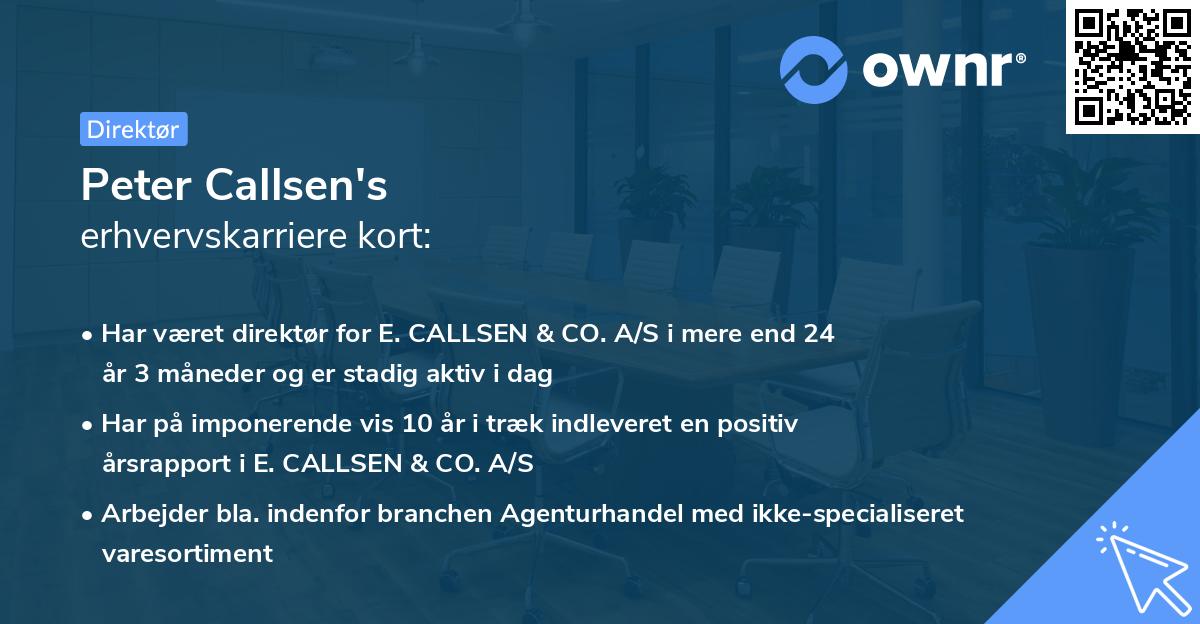 Peter Callsen's erhvervskarriere kort