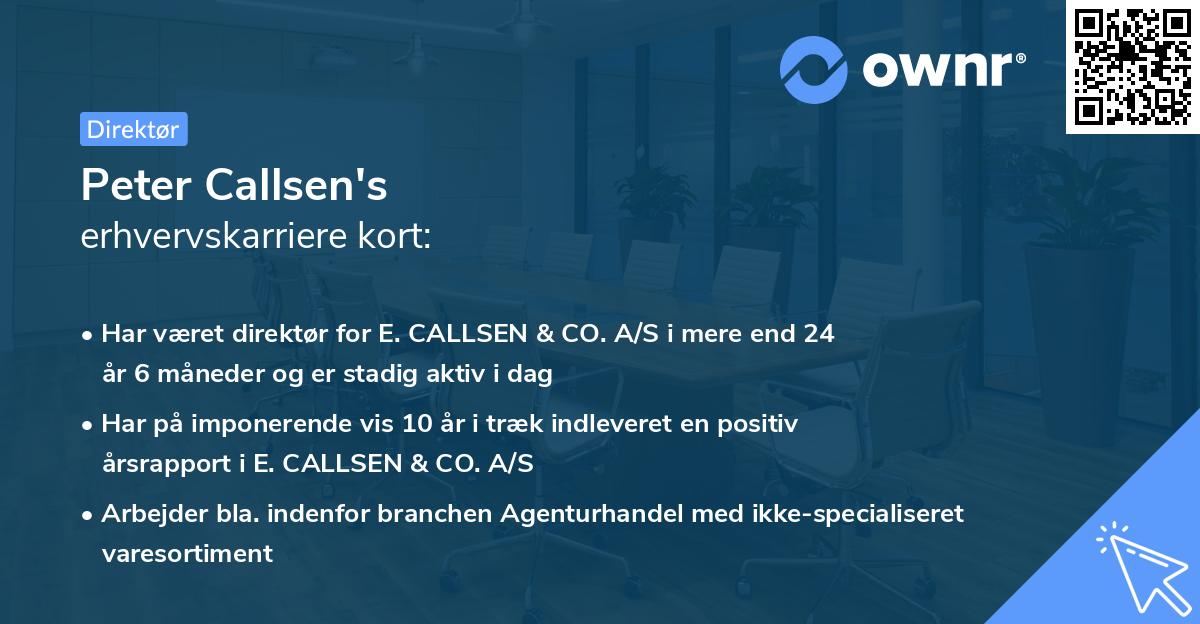 Peter Callsen's erhvervskarriere kort