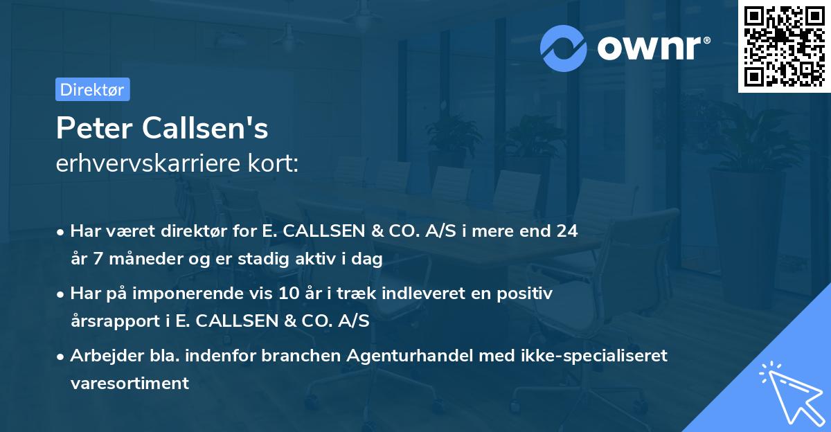 Peter Callsen's erhvervskarriere kort