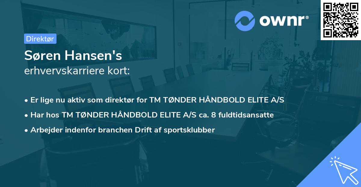 Søren Hansen's erhvervskarriere kort