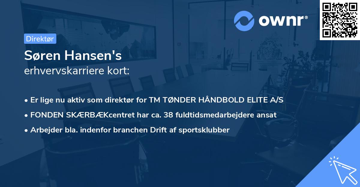 Søren Hansen's erhvervskarriere kort