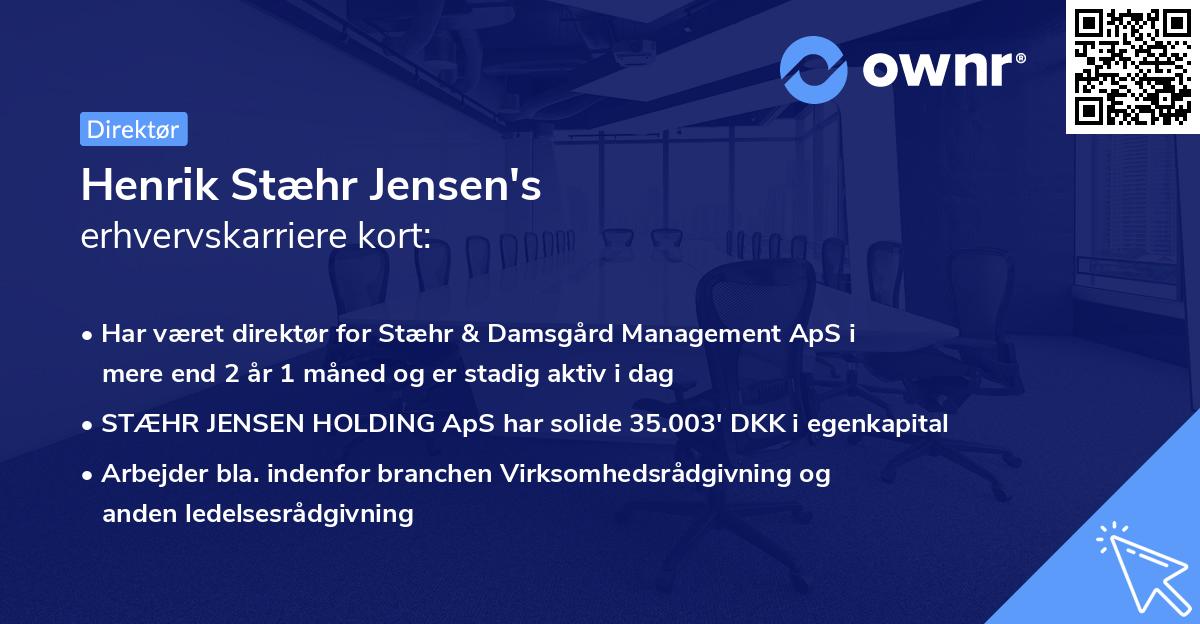Henrik Stæhr Jensen's erhvervskarriere kort