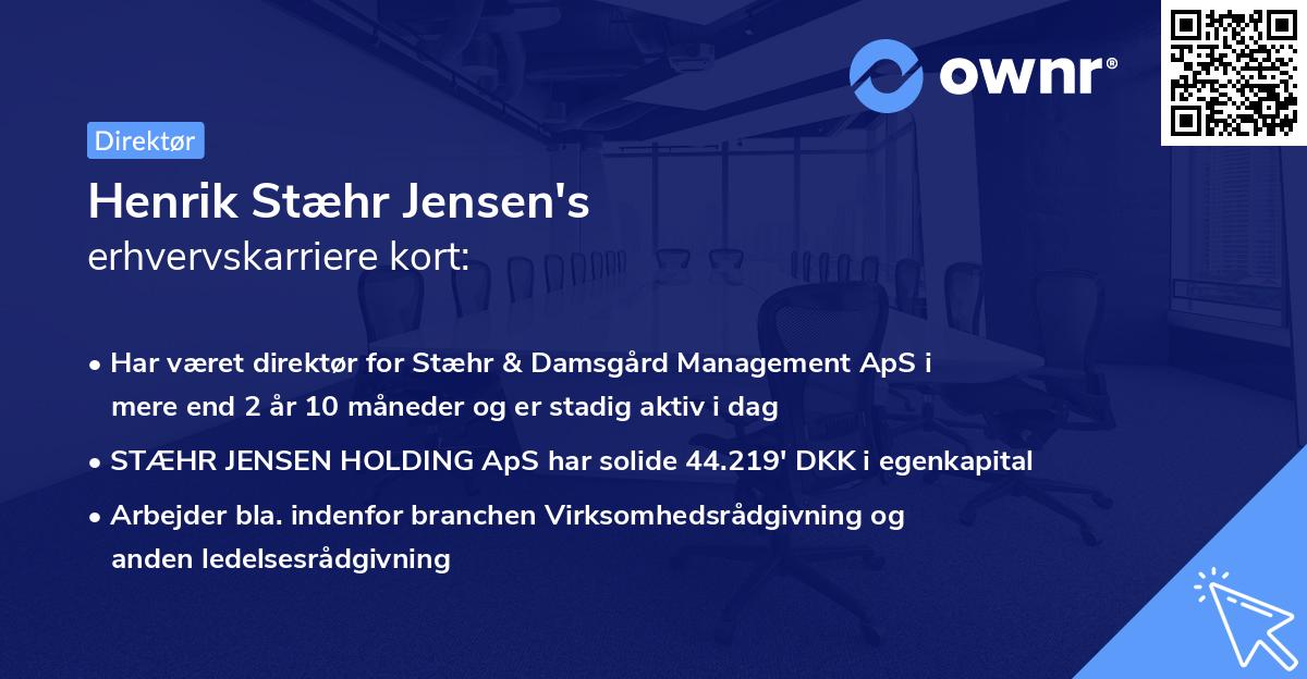 Henrik Stæhr Jensen's erhvervskarriere kort
