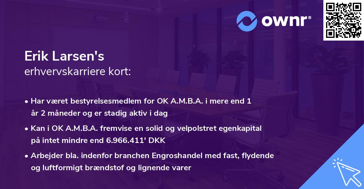 Erik Larsen's erhvervskarriere kort