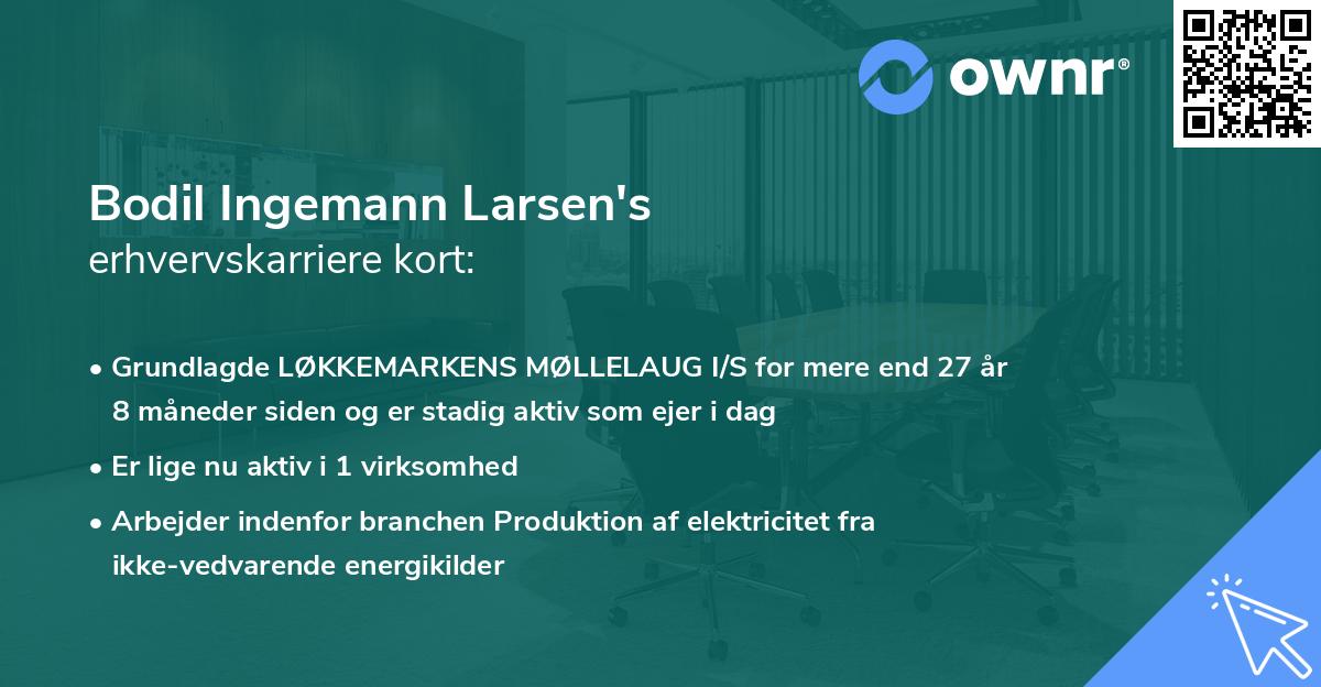Bodil Ingemann Larsen's erhvervskarriere kort