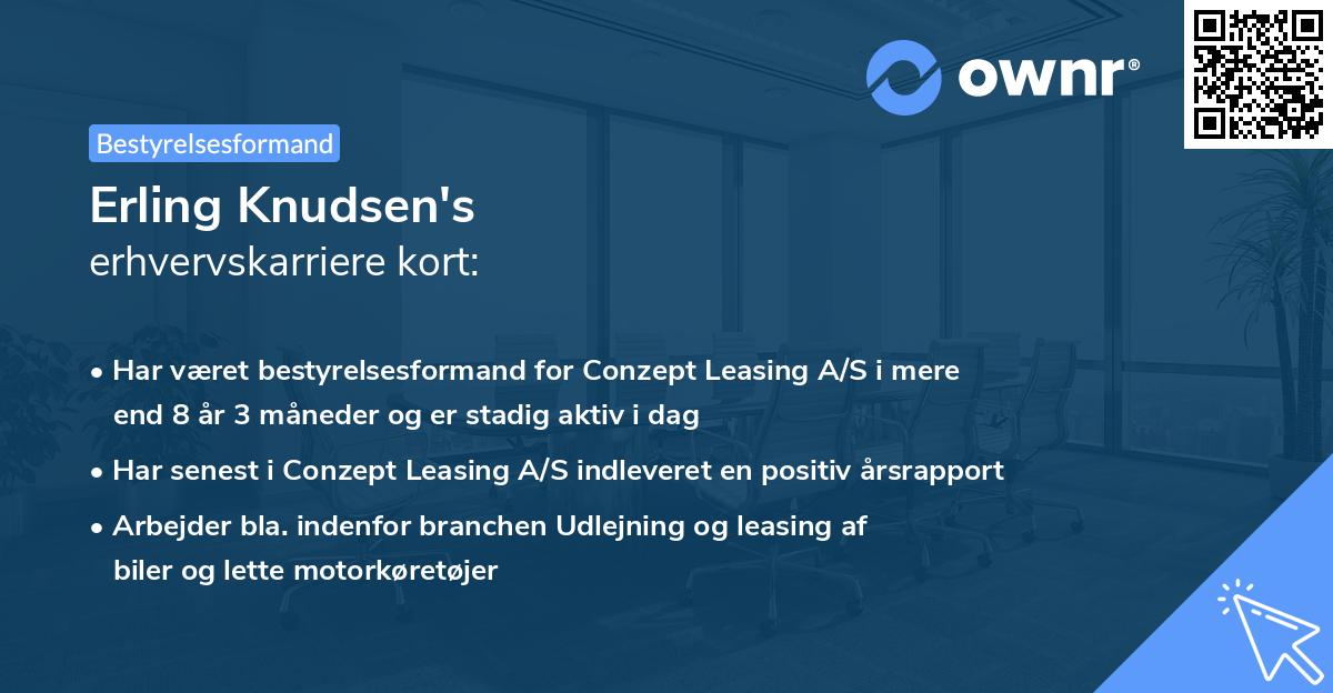 Erling Knudsen's erhvervskarriere kort