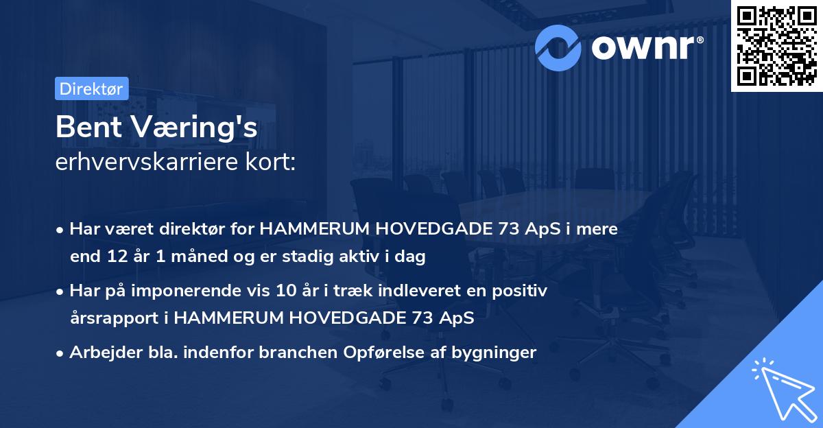 Bent Væring's erhvervskarriere kort
