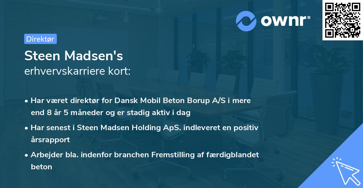 Steen Madsen's erhvervskarriere kort