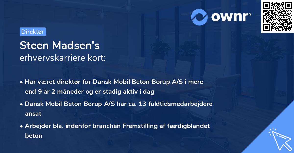 Steen Madsen's erhvervskarriere kort