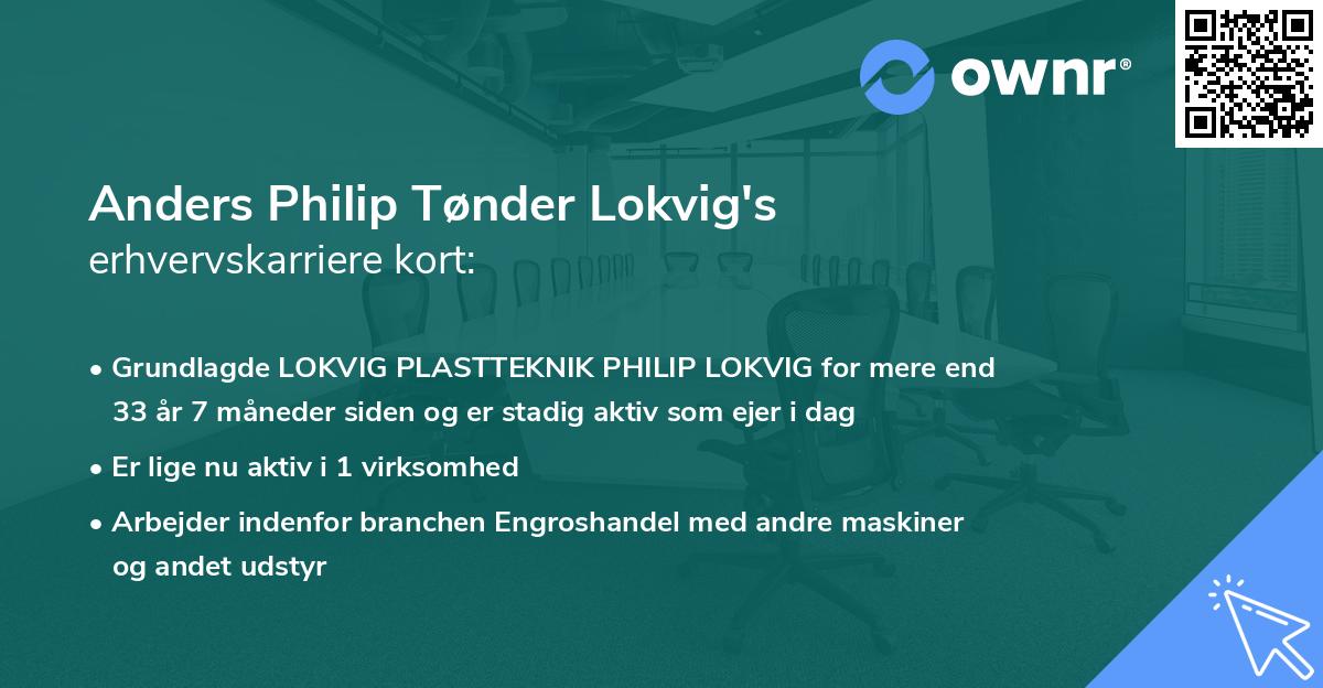 Anders Philip Tønder Lokvig's erhvervskarriere kort