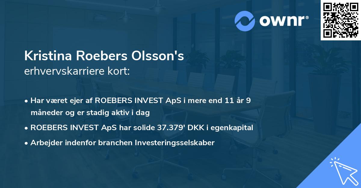 Kristina Roebers Olsson's erhvervskarriere kort