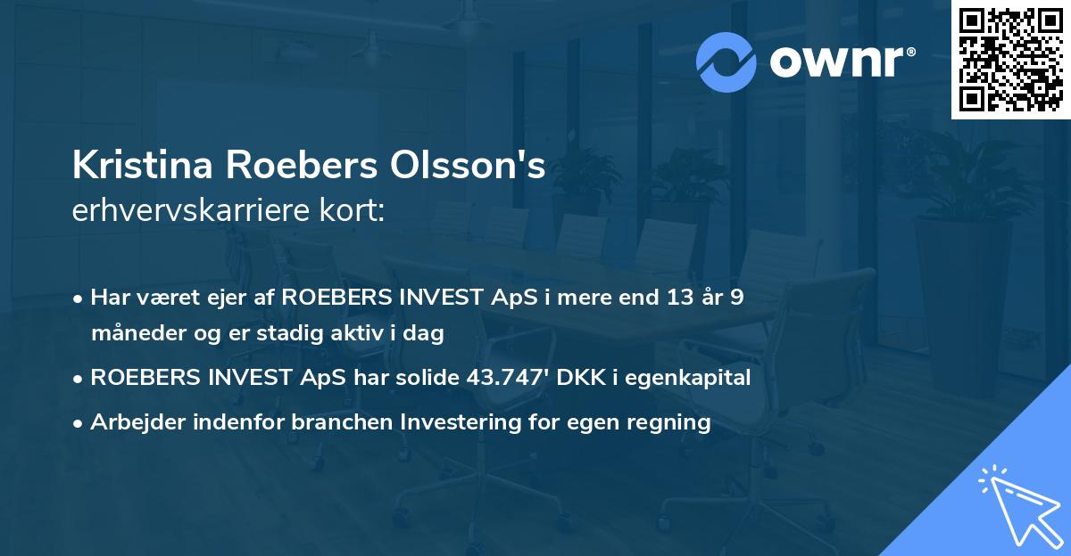Kristina Roebers Olsson's erhvervskarriere kort