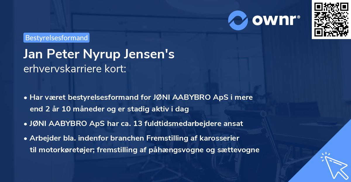 Jan Peter Nyrup Jensen's erhvervskarriere kort