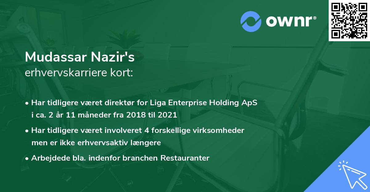 Mudassar Nazir's erhvervskarriere kort