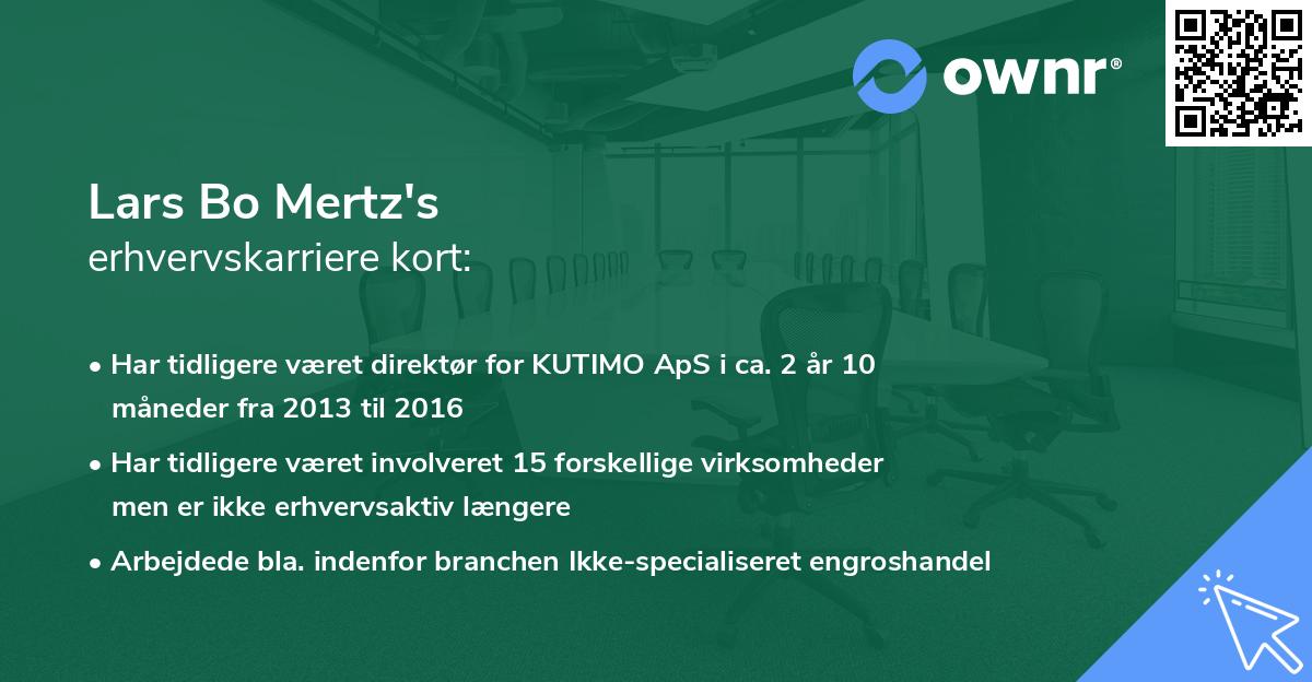 Lars Bo Mertz's erhvervskarriere kort