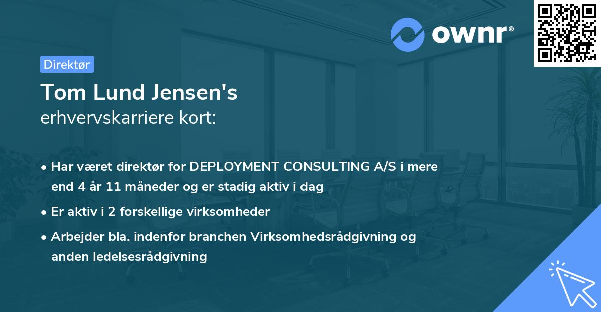 Tom Lund Jensen's erhvervskarriere kort