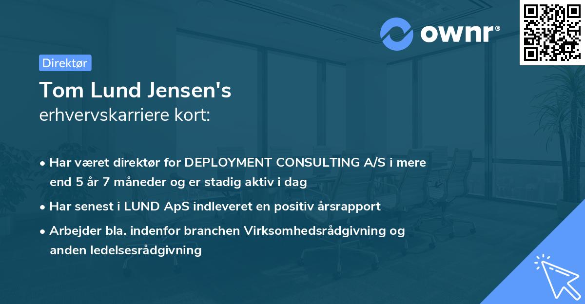 Tom Lund Jensen's erhvervskarriere kort