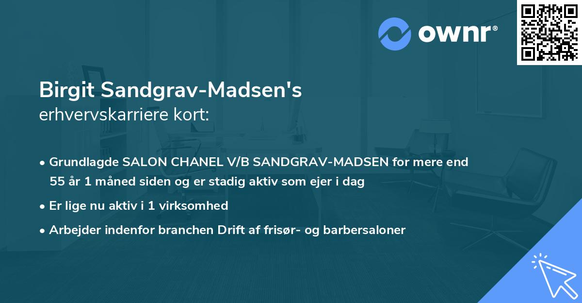 Birgit Sandgrav-Madsen's erhvervskarriere kort